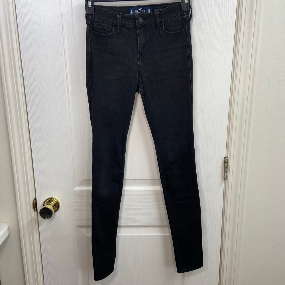 Hollister black midrise super skinny classic stretch 5 pocket casual jeans pants